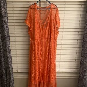 Elegant Coral Lace Dress